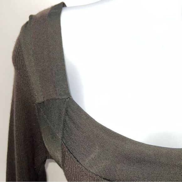Gucci Olive and Brown Long Sleeve Ribbed Knit Top Shirt Made in Italy-Size L - Picture 5 of 12